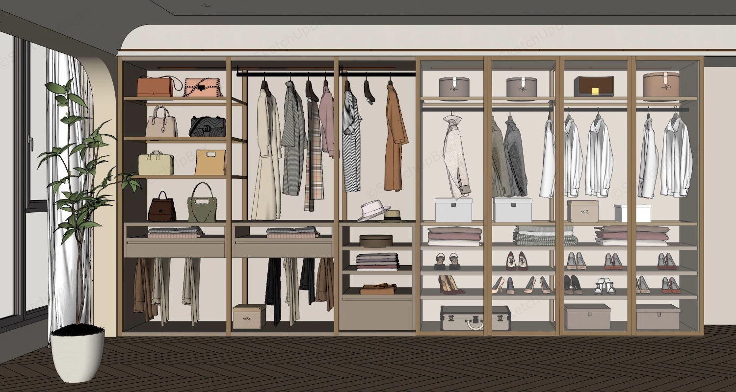 Modern Glass Door Wardrobe Designs sketchup model preview - SketchupBox