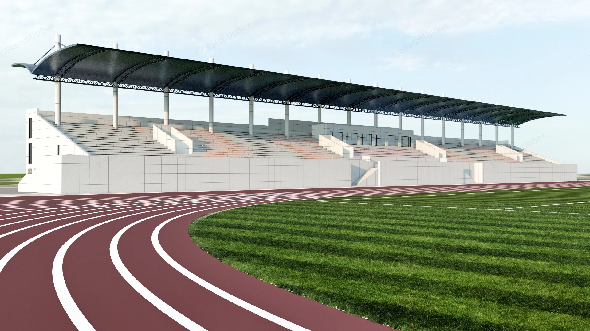 Football Field With Stands sketchup model preview - SketchupBox