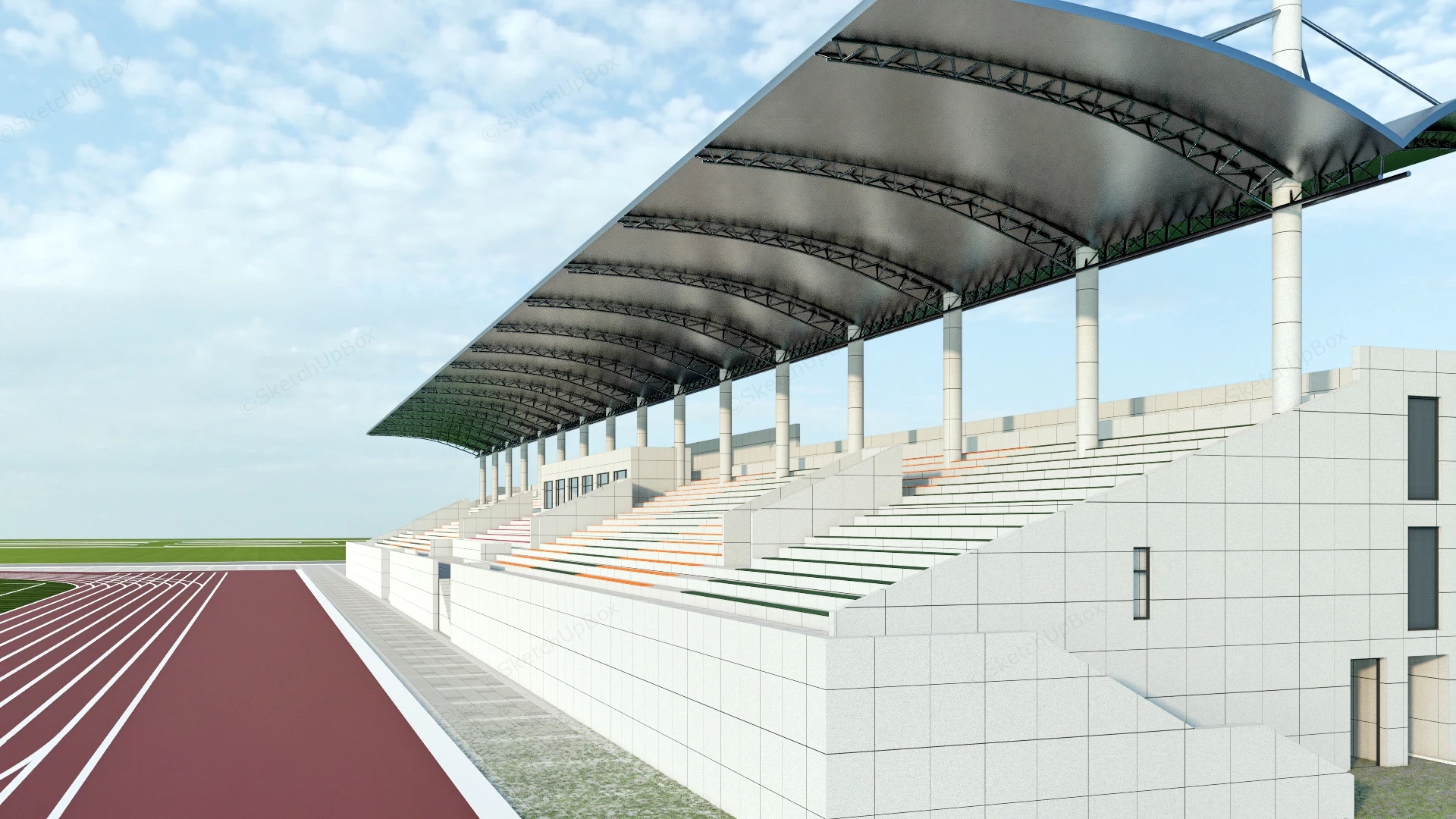 Football Field With Stands sketchup model preview - SketchupBox