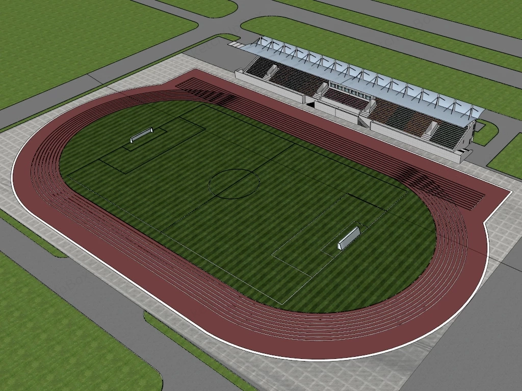 Football Field With Stands sketchup model preview - SketchupBox
