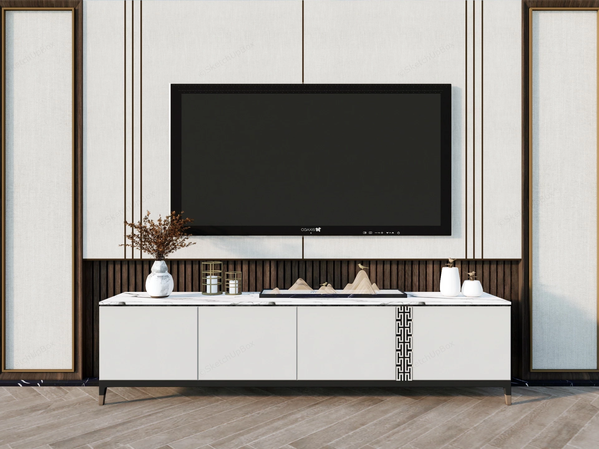 Living Room TV Accent Wall Ideas sketchup model preview - SketchupBox