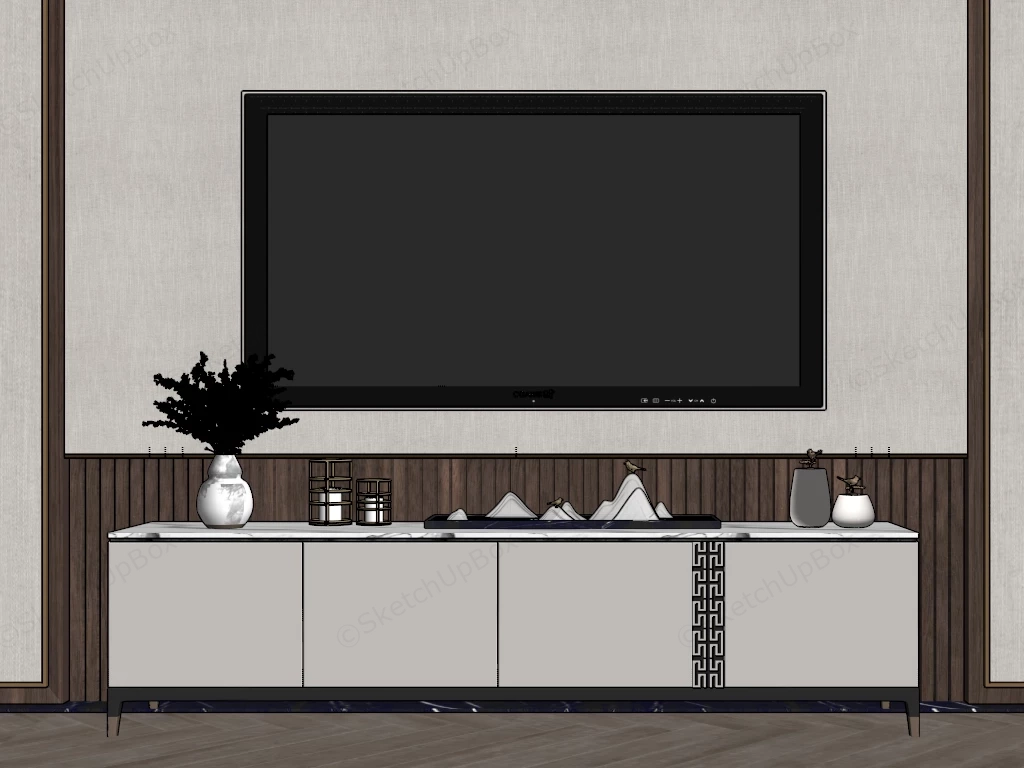 Living Room TV Accent Wall Ideas sketchup model preview - SketchupBox