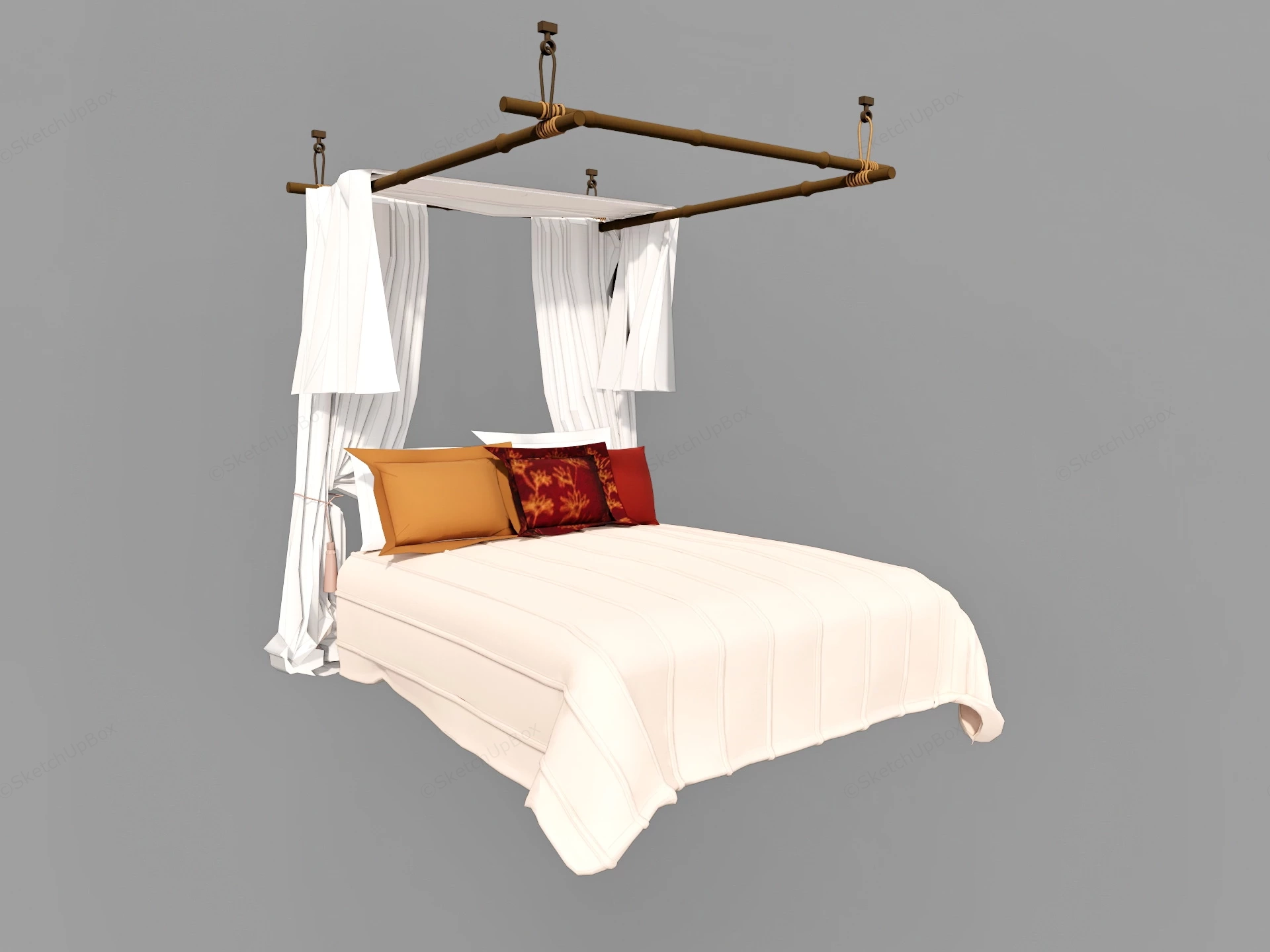 Rustic Canopy Bed sketchup model preview - SketchupBox