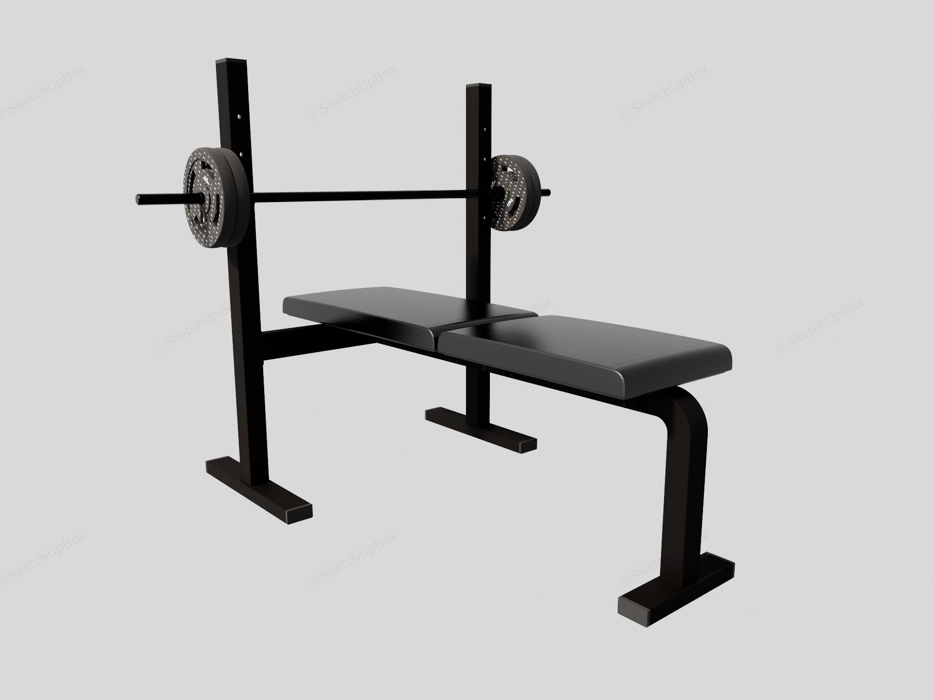 Weight Bench With Weights sketchup model preview - SketchupBox