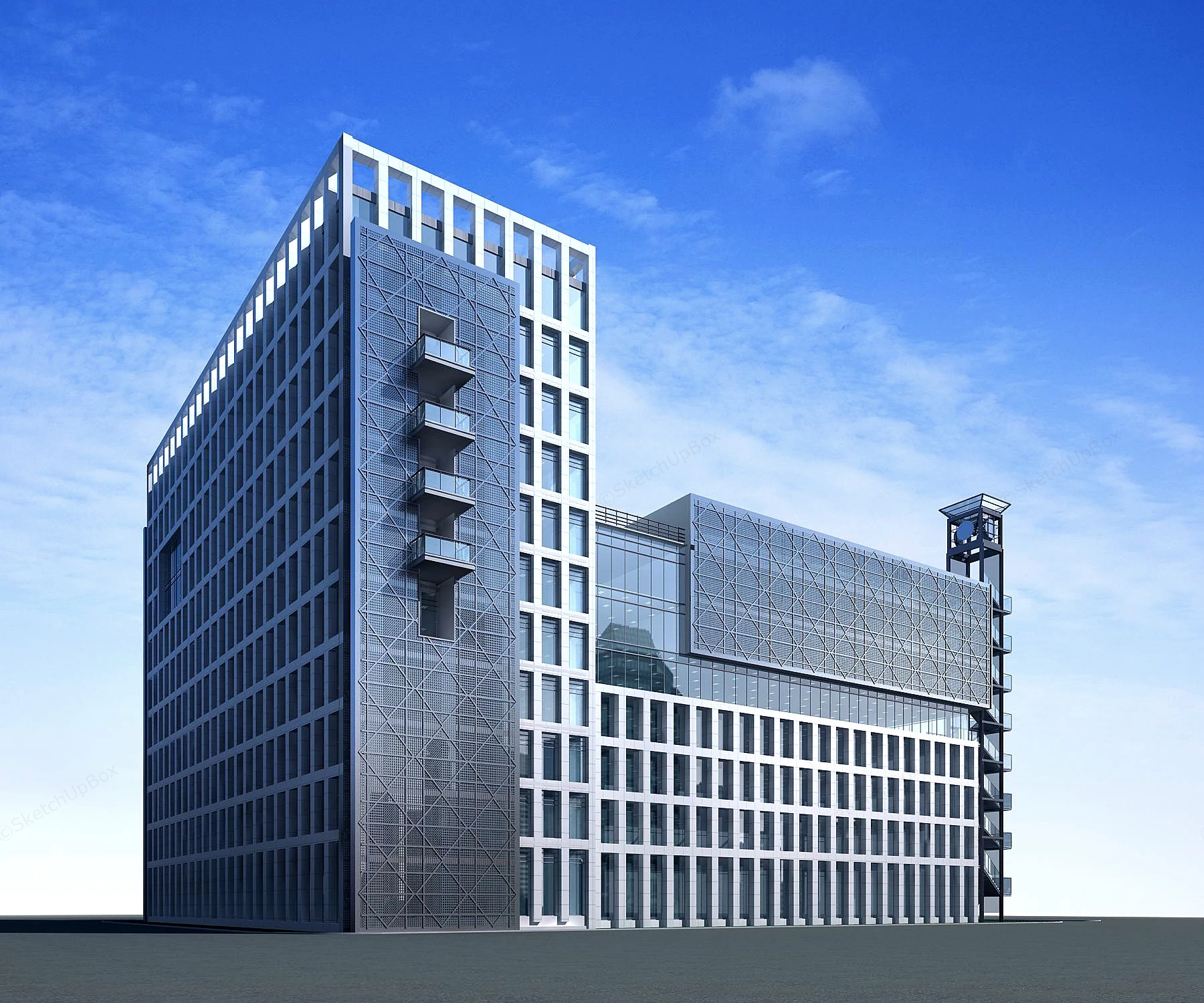 Modern Biotech Building sketchup model preview - SketchupBox