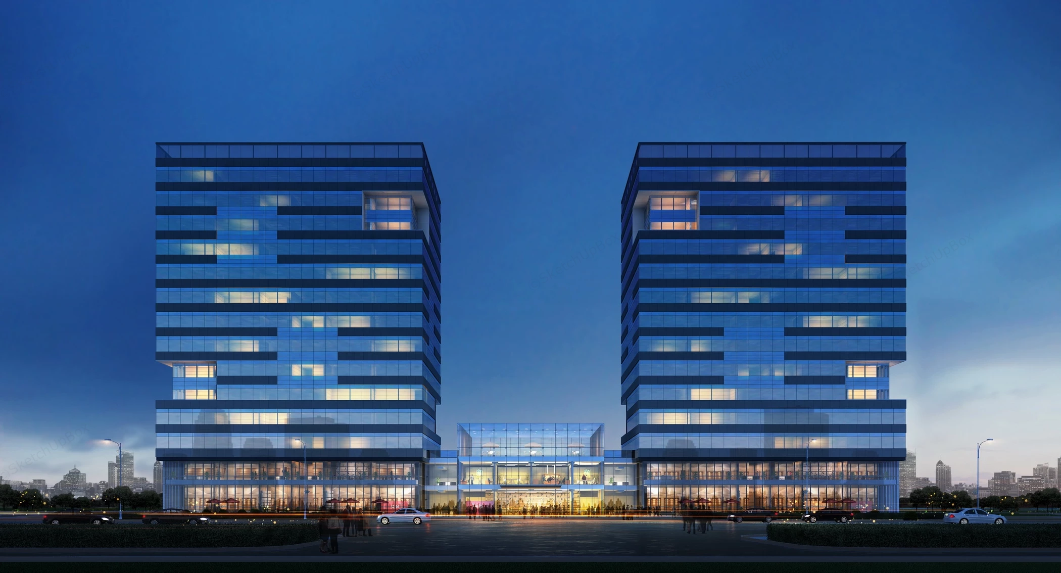 Headquarter Office Building Design sketchup model preview - SketchupBox