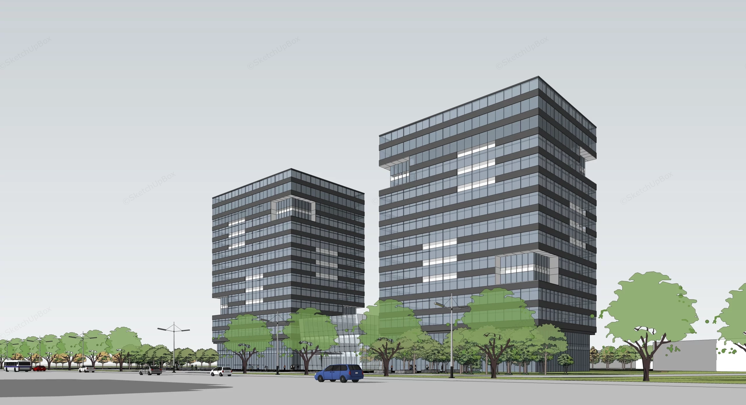 Headquarter Office Building Design sketchup model preview - SketchupBox