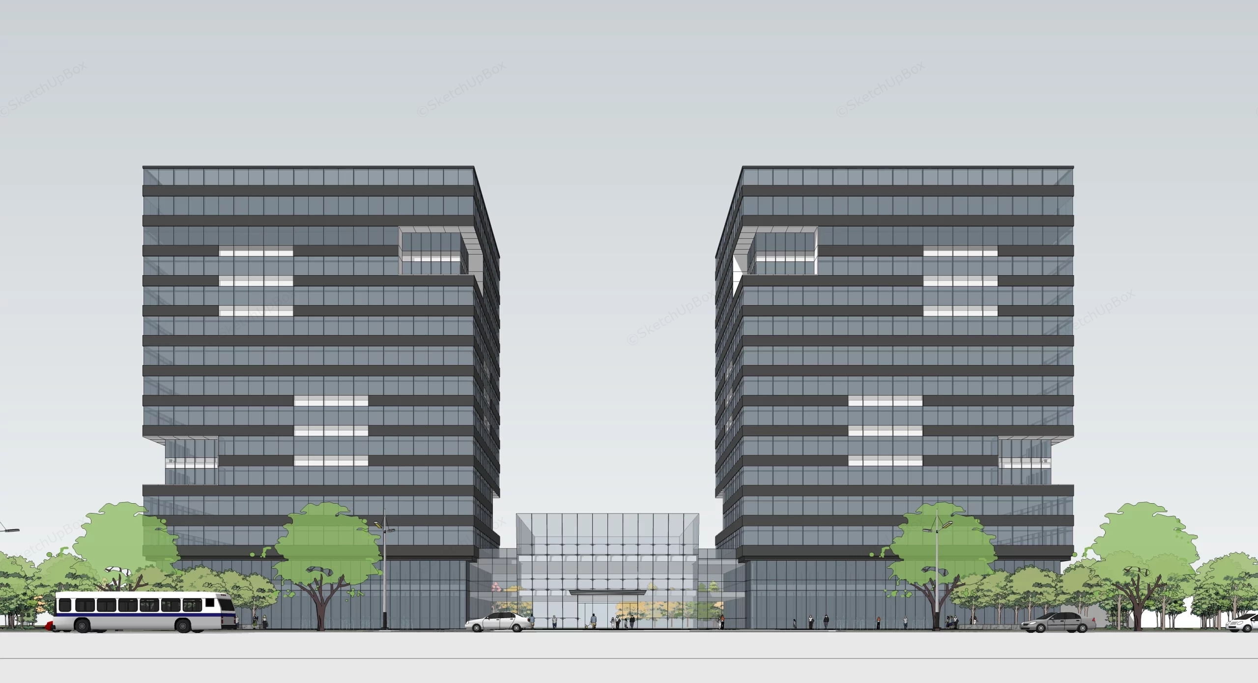 Headquarter Office Building Design sketchup model preview - SketchupBox