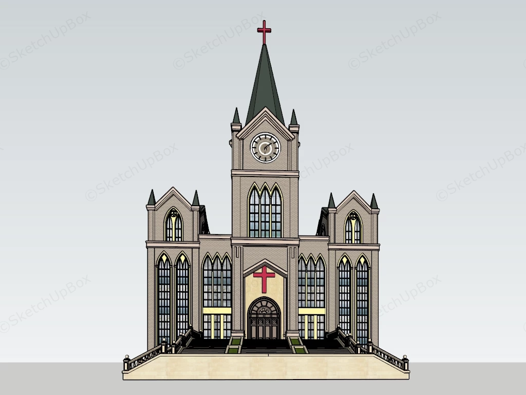 Modern Gothic Church Architecture sketchup model preview - SketchupBox