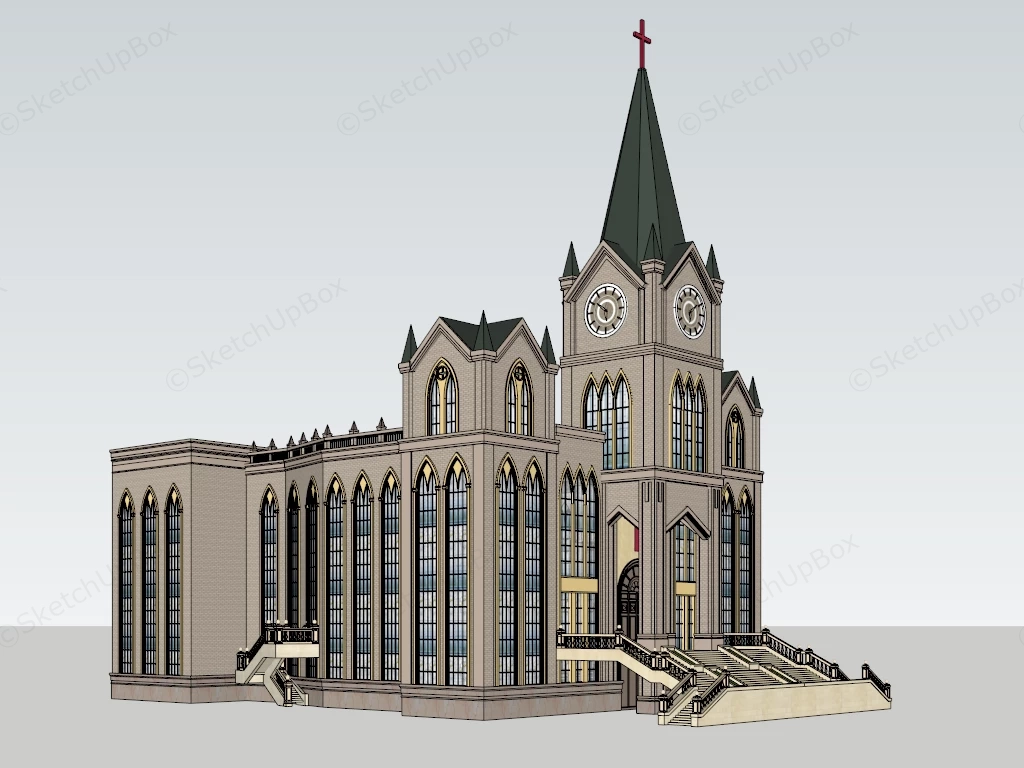 Modern Gothic Church Architecture sketchup model preview - SketchupBox