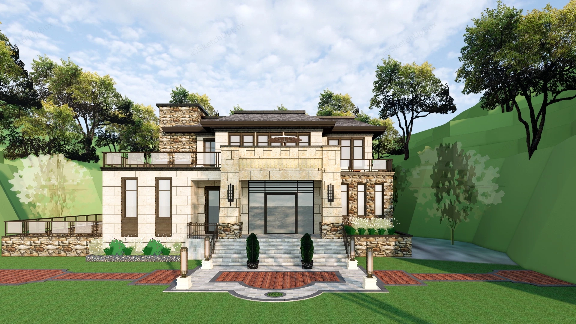 Mountain Villa Design sketchup model preview - SketchupBox