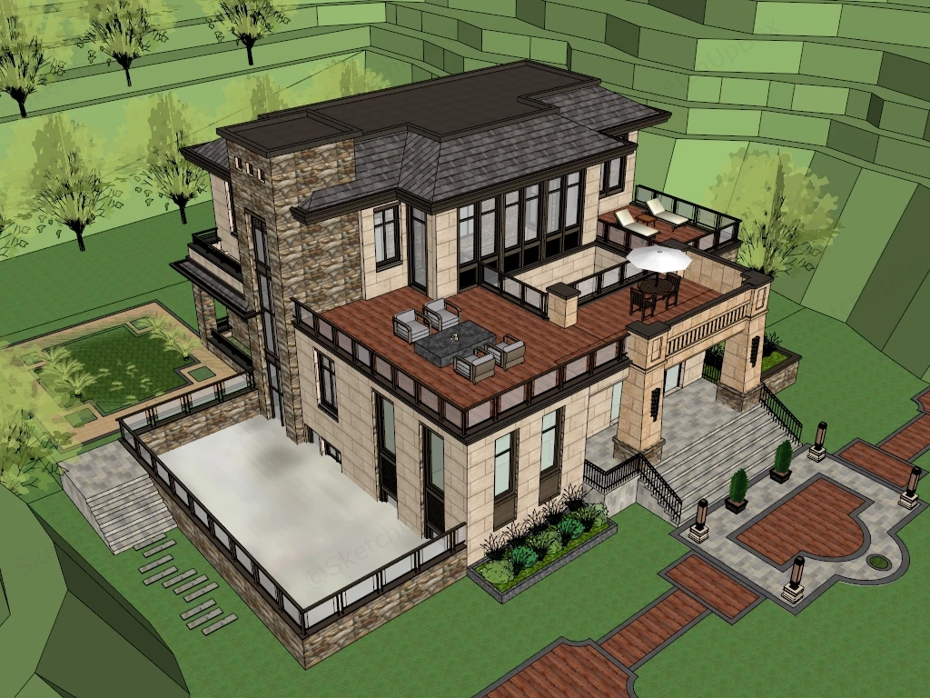 Mountain Villa Design sketchup model preview - SketchupBox