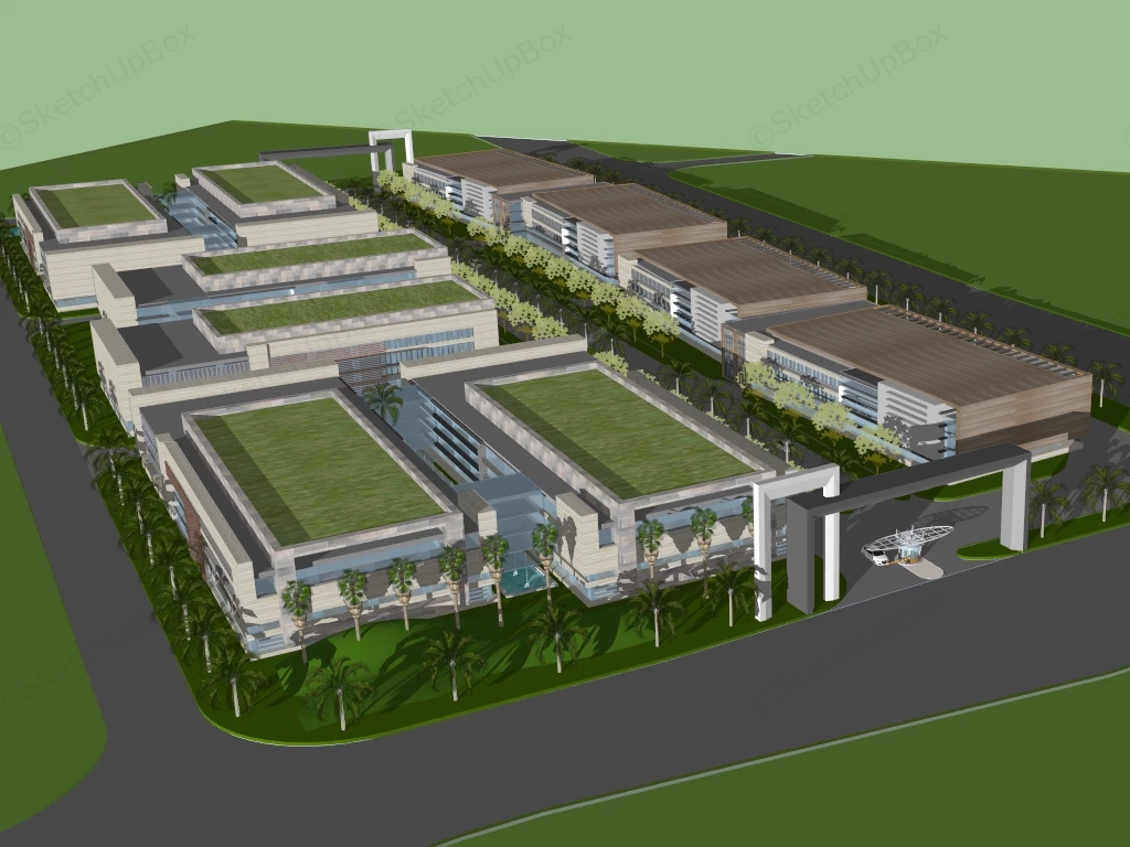 Industrial Business Park sketchup model preview - SketchupBox
