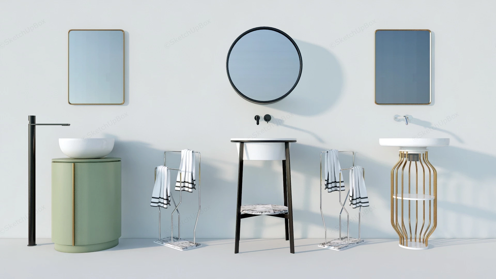 Free Standing Wash Basin Design sketchup model preview - SketchupBox