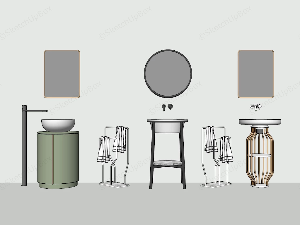Free Standing Wash Basin Design sketchup model preview - SketchupBox