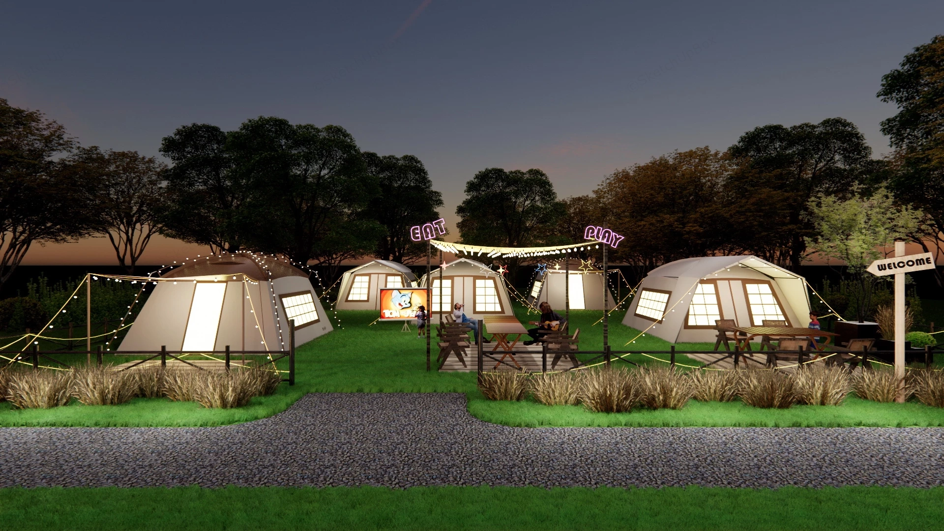 Countryside Campground sketchup model preview - SketchupBox
