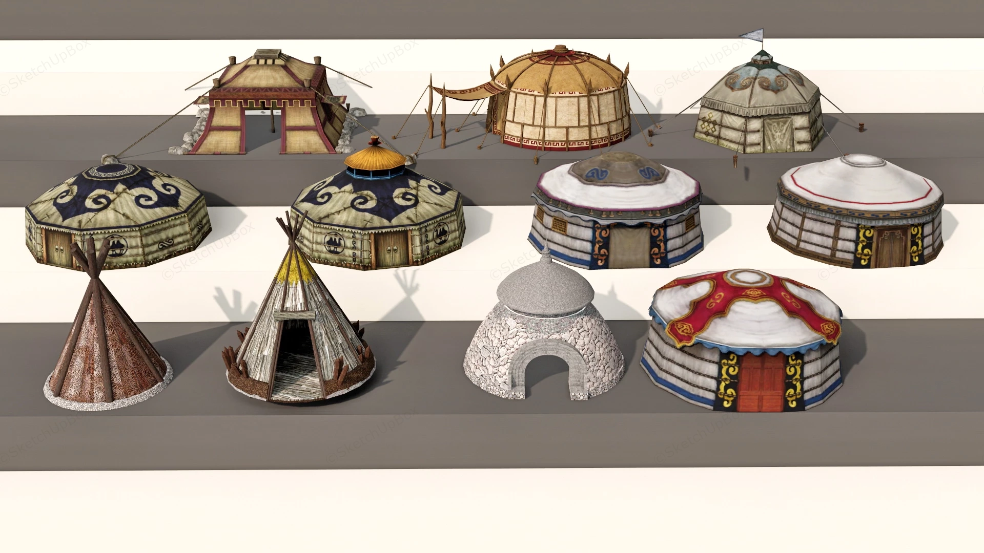 Mongolian Yurt Homes sketchup model preview - SketchupBox