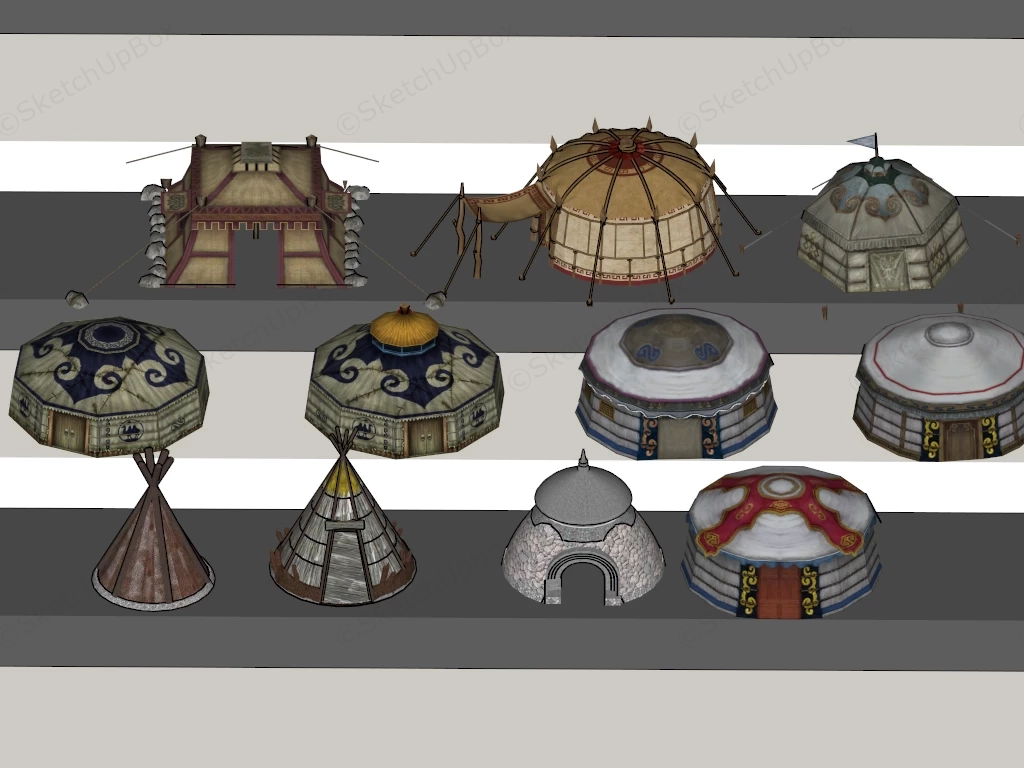 Mongolian Yurt Homes sketchup model preview - SketchupBox