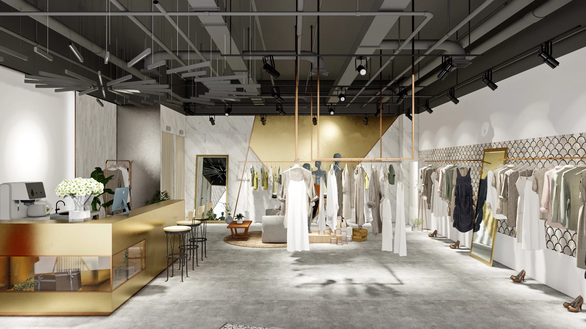 Affordable Clothing Store sketchup model preview - SketchupBox