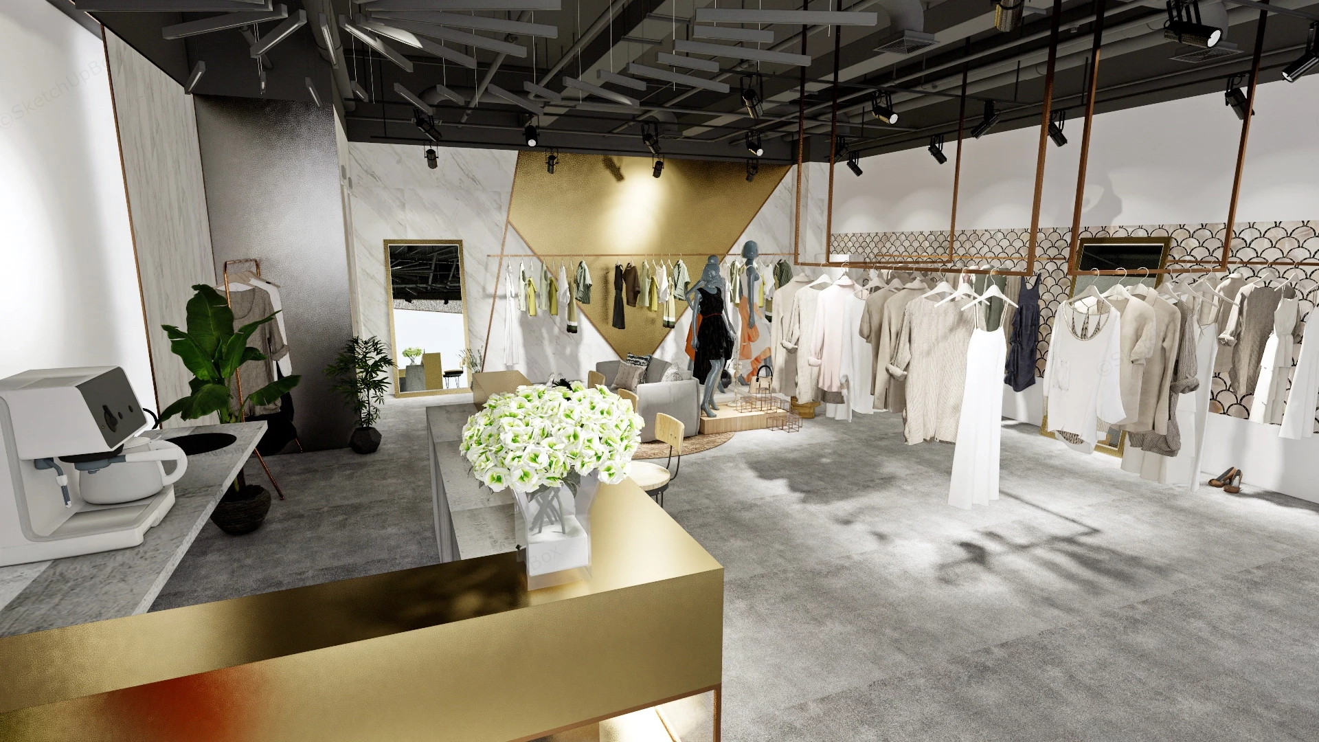 Affordable Clothing Store sketchup model preview - SketchupBox
