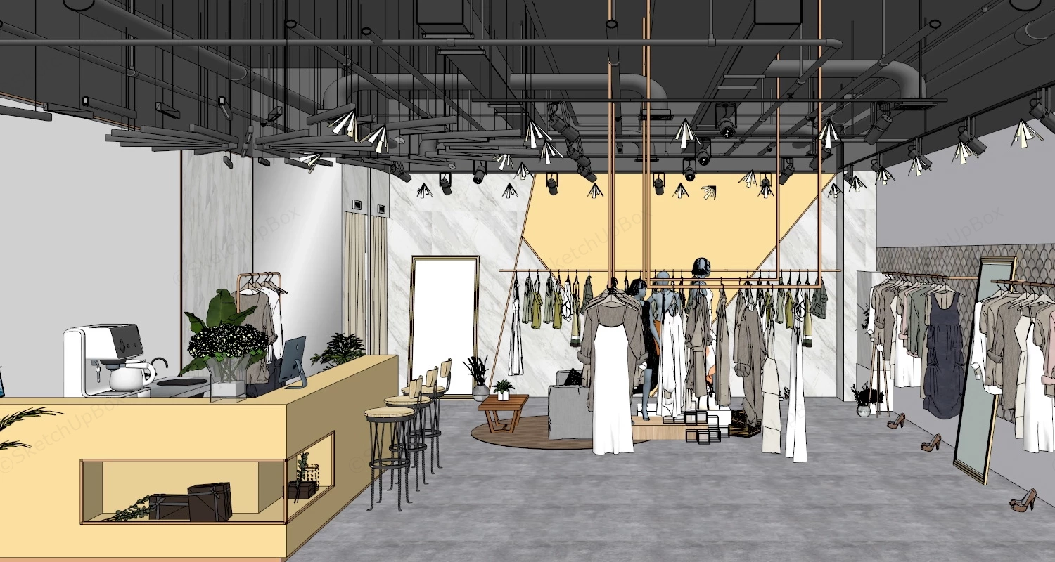 Affordable Clothing Store sketchup model preview - SketchupBox