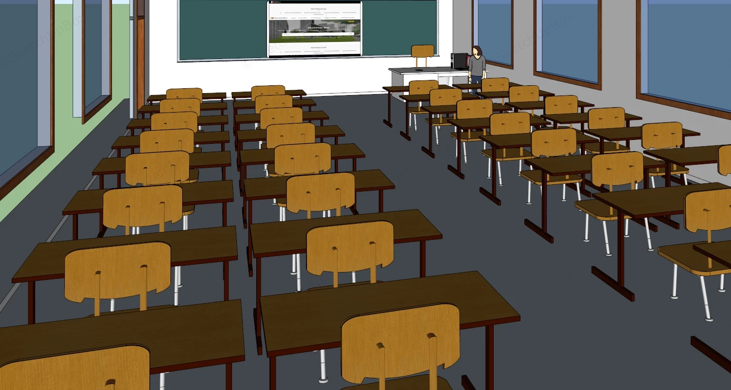 Traditional School Classroom sketchup model preview - SketchupBox