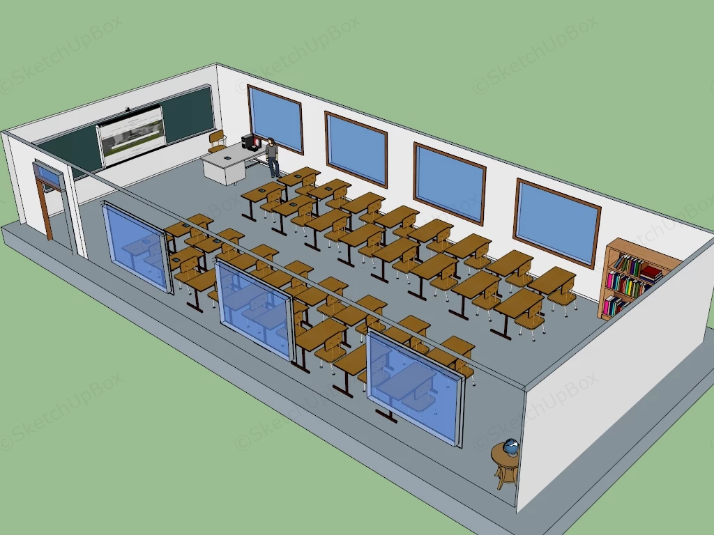 Traditional School Classroom sketchup model preview - SketchupBox