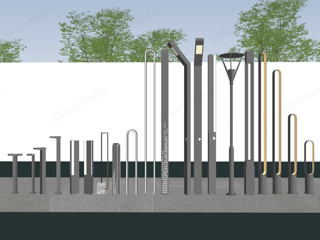 Modern Outdoor Landscape Lighting Fixtures sketchup model preview - SketchupBox