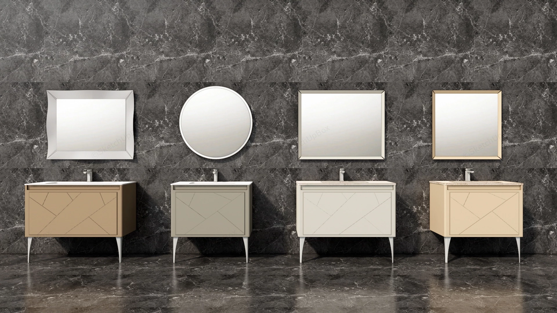 Single Sink Bathroom Vanities sketchup model preview - SketchupBox