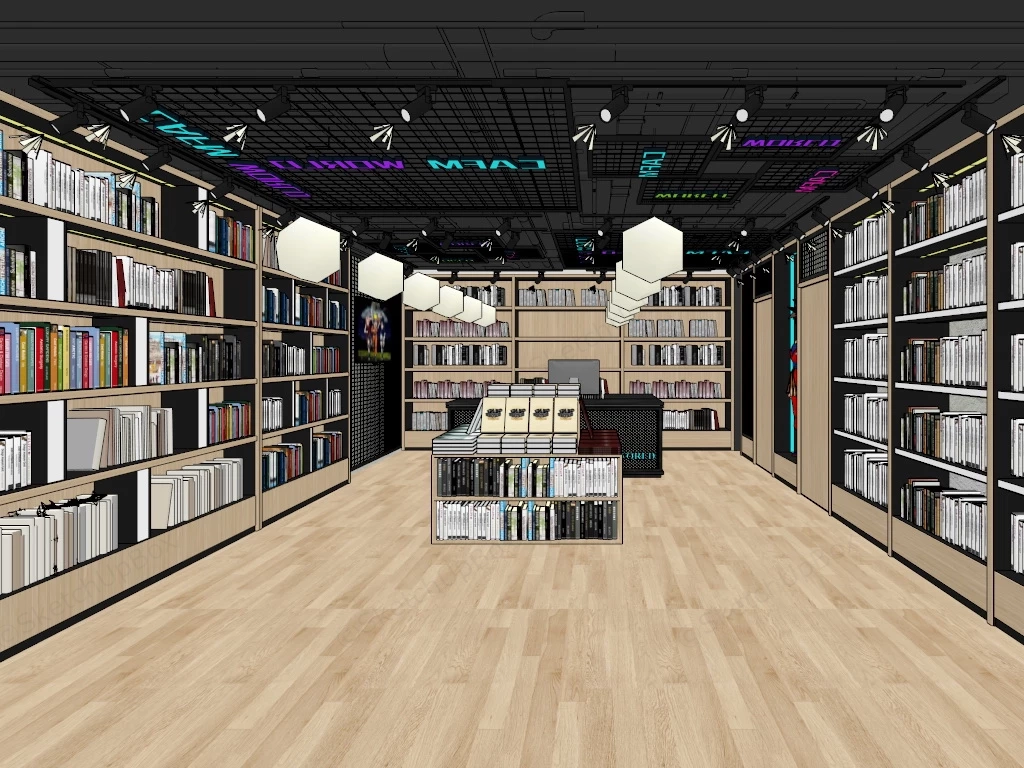 Bookstore Interior Design sketchup model preview - SketchupBox