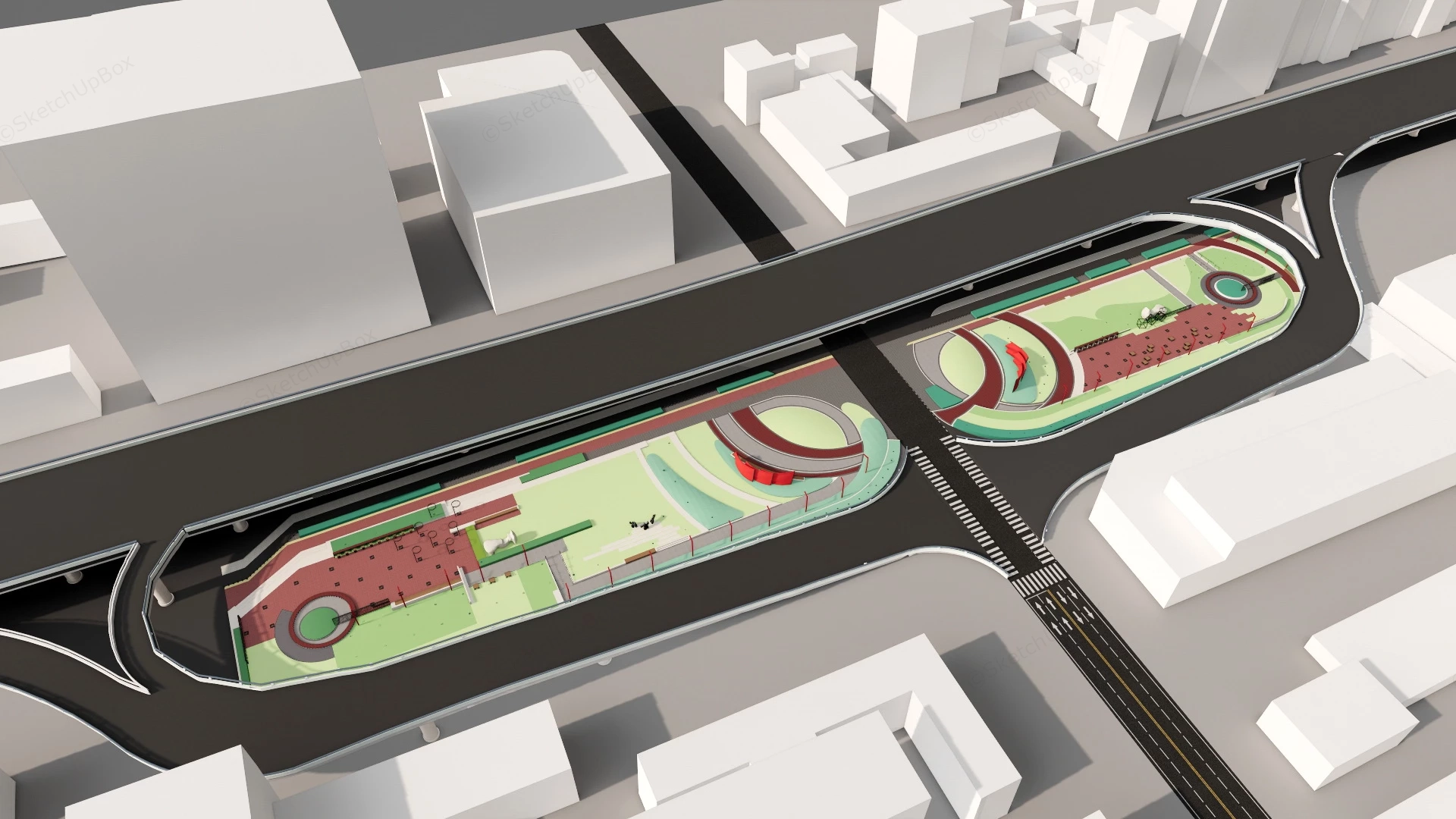 Overpass Park Plan sketchup model preview - SketchupBox