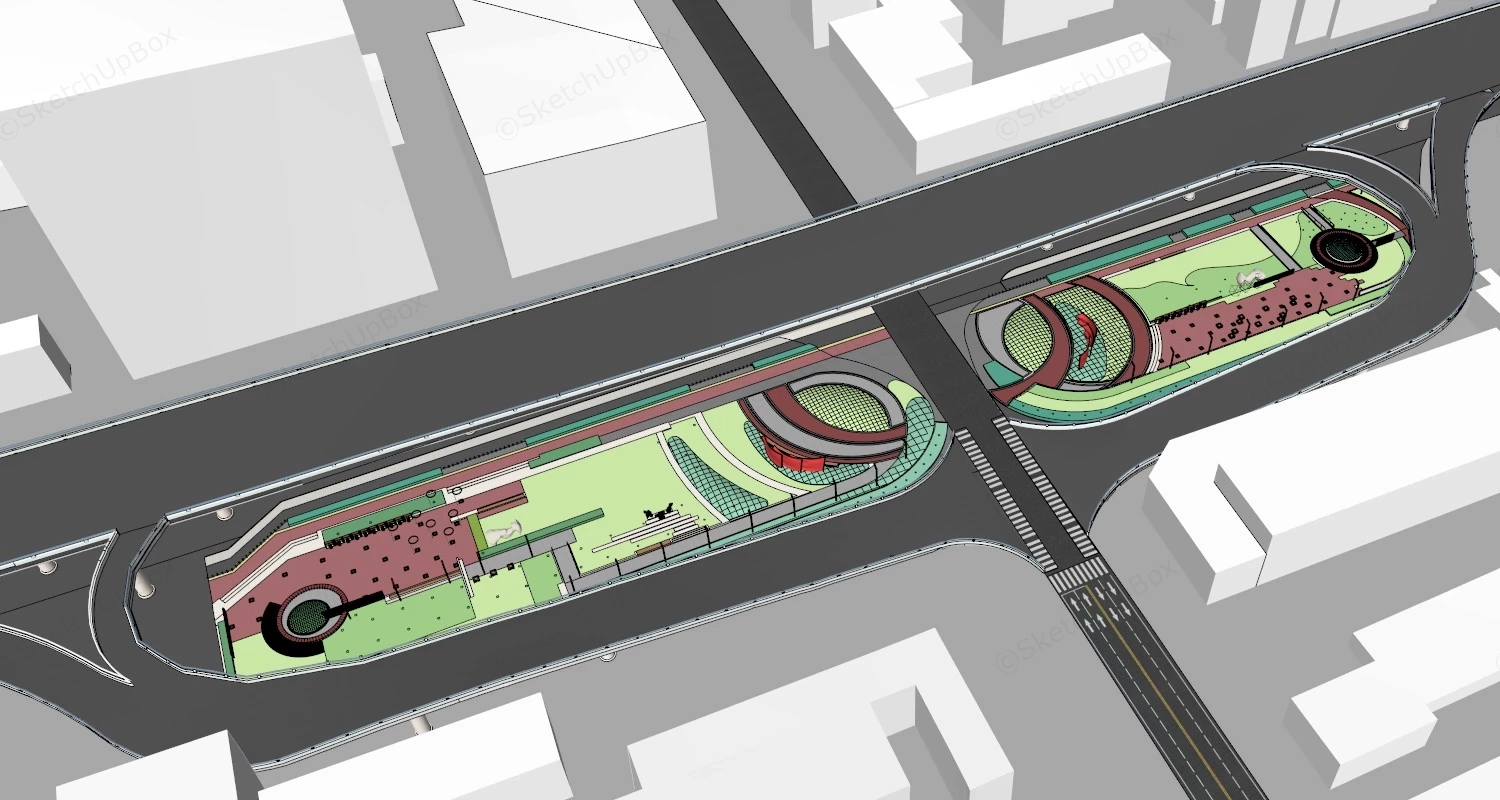 Overpass Park Plan sketchup model preview - SketchupBox