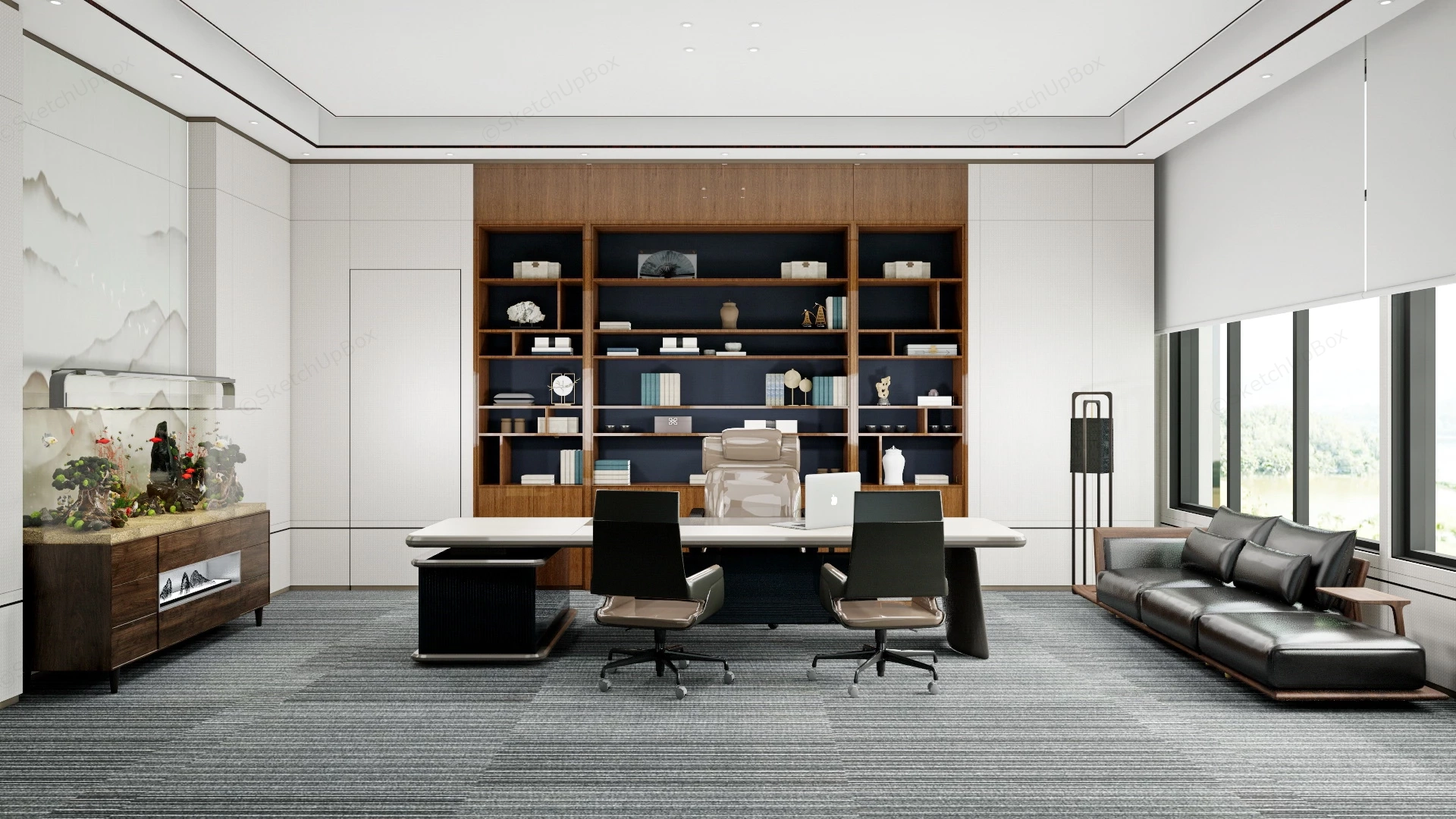 Manager Office Design sketchup model preview - SketchupBox