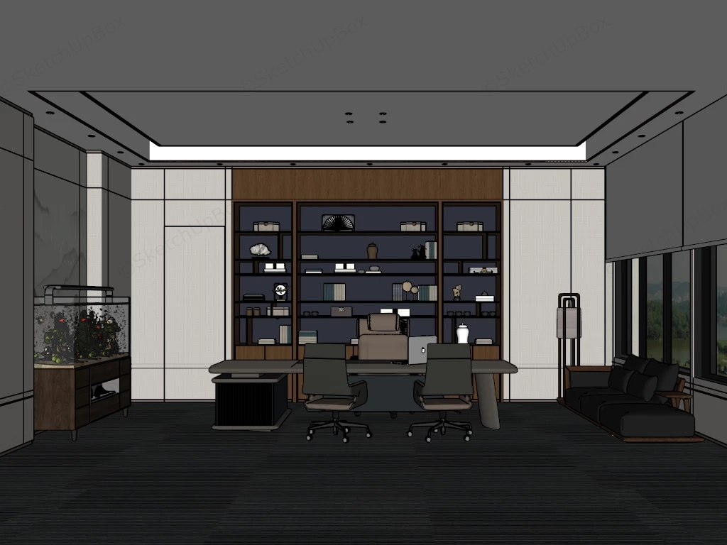 Manager Office Design sketchup model preview - SketchupBox
