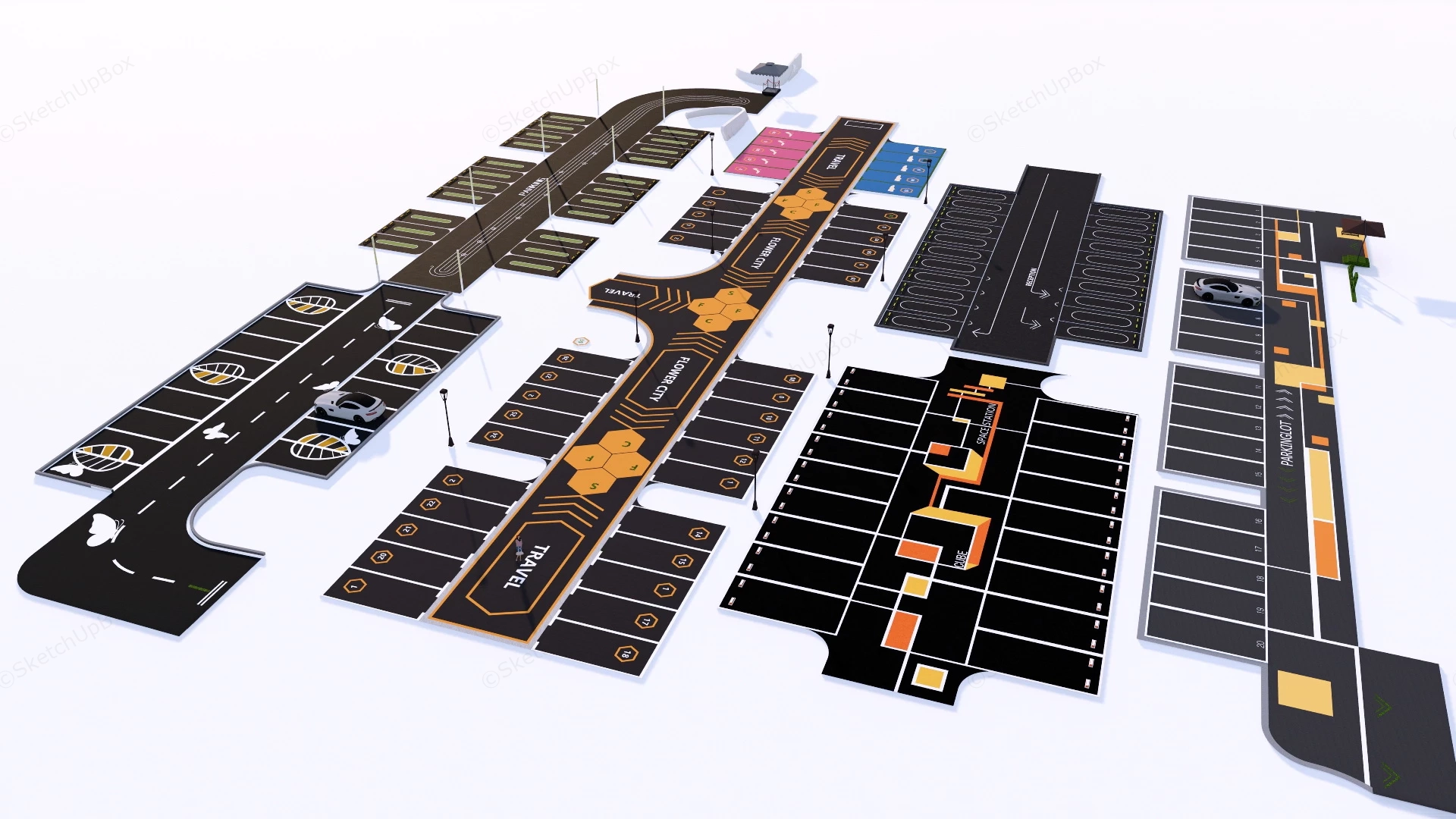 Parking Lots Design sketchup model preview - SketchupBox