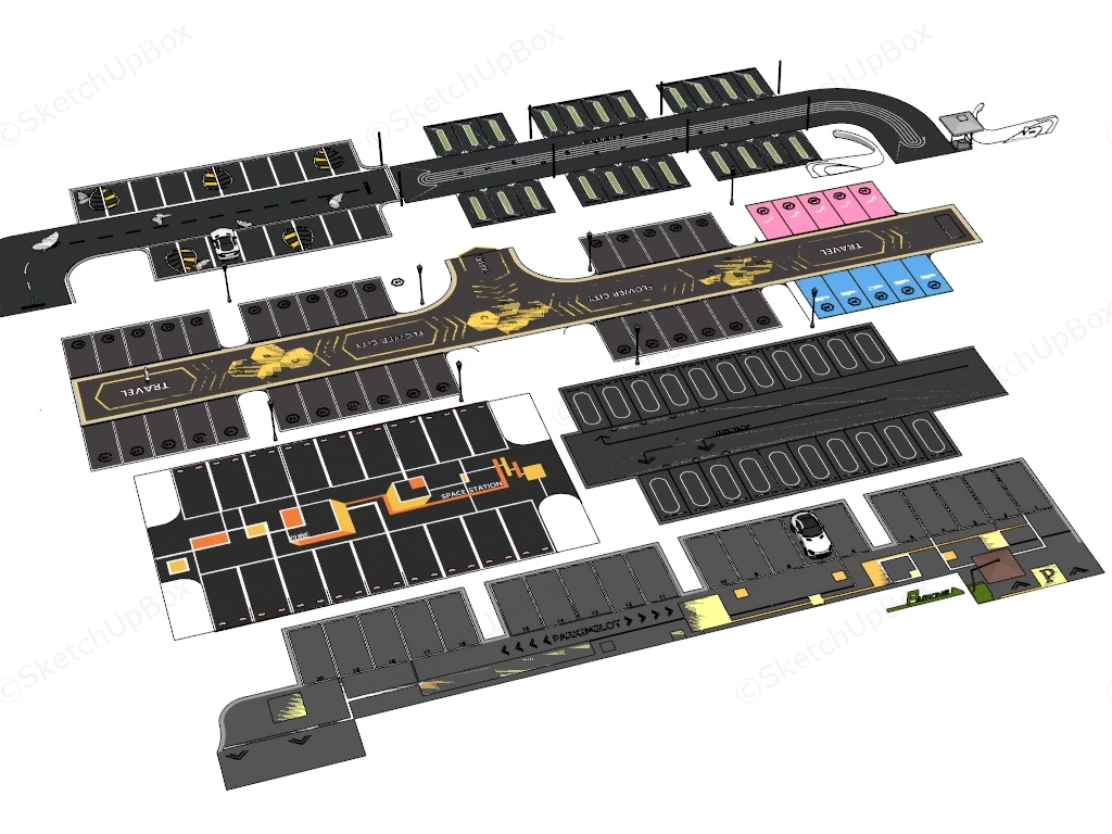 Parking Lots Design sketchup model preview - SketchupBox
