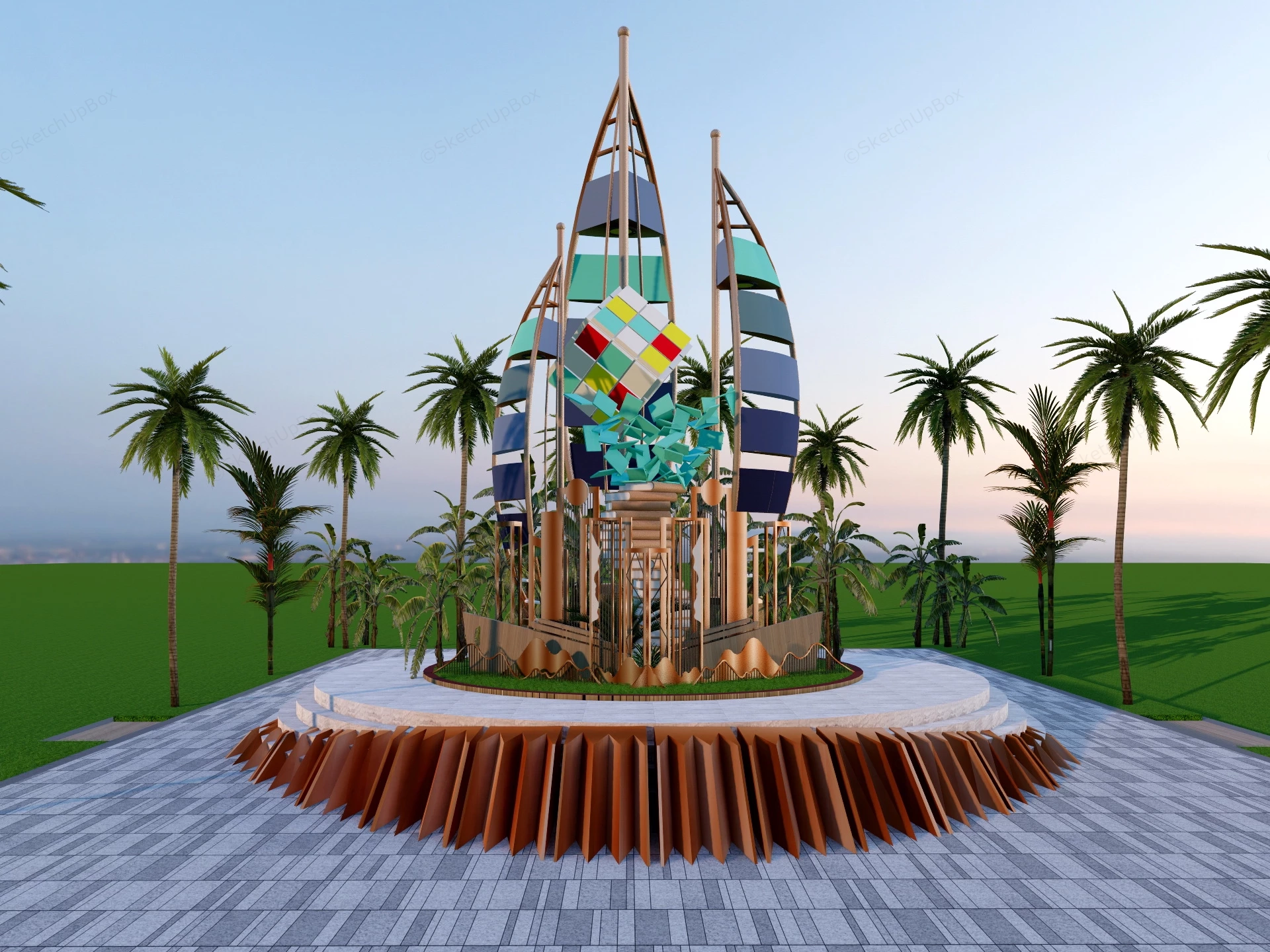 Sail Sculpture In Park sketchup model preview - SketchupBox