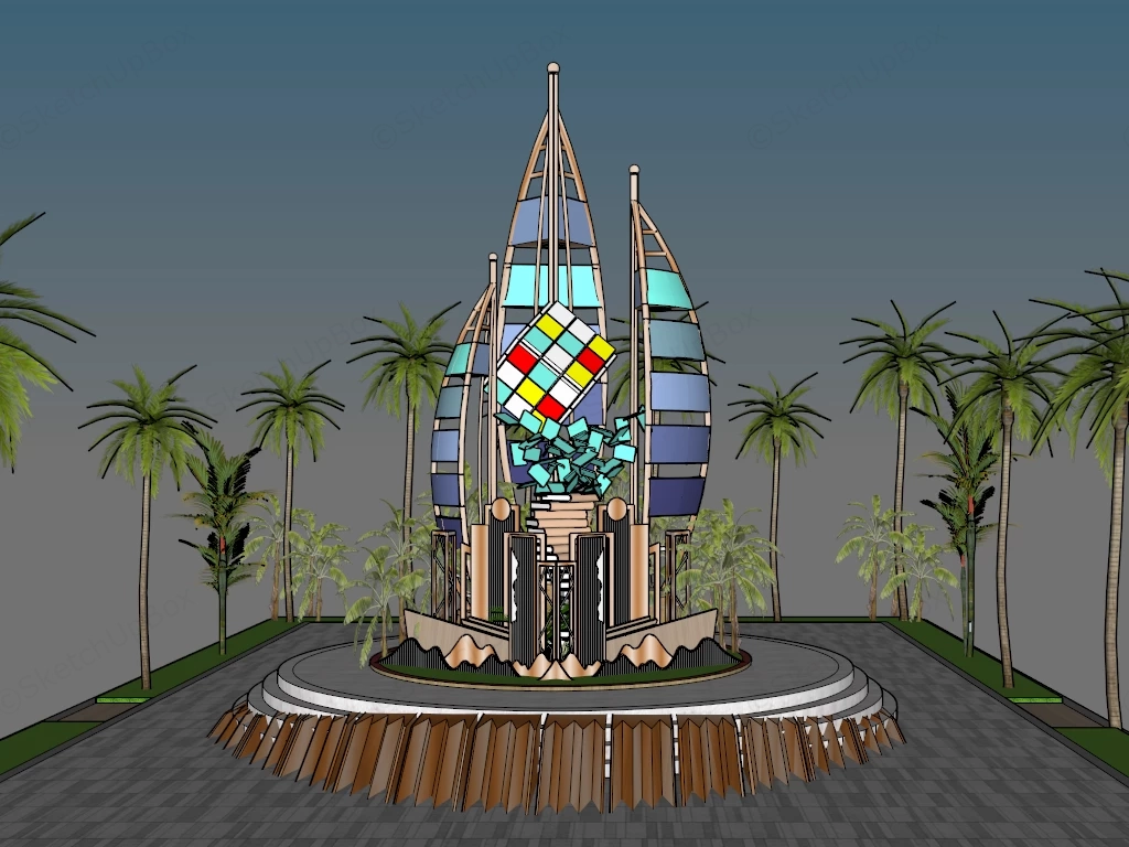 Sail Sculpture In Park sketchup model preview - SketchupBox