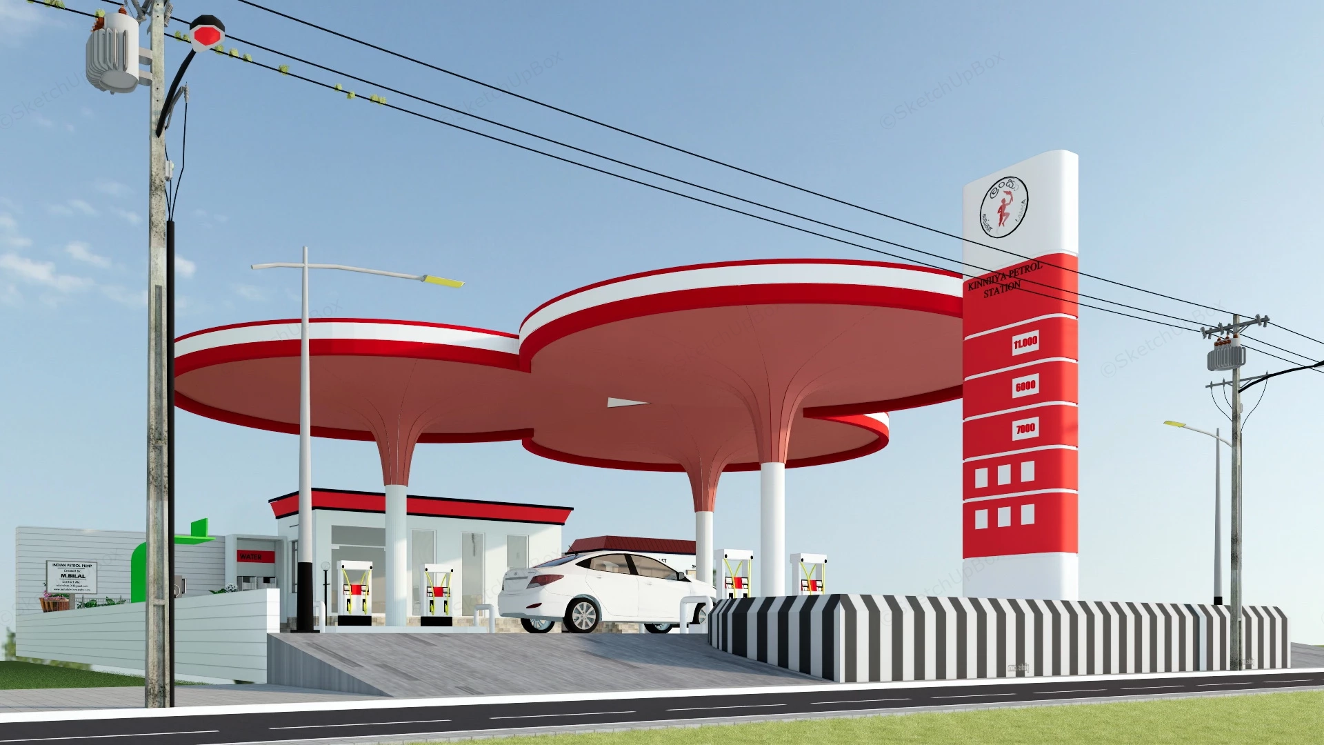 Petrol Station Design sketchup model preview - SketchupBox