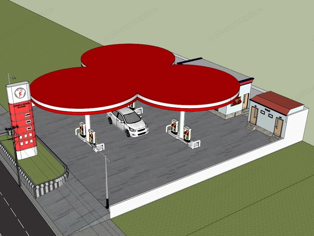 Petrol Station Design sketchup model preview - SketchupBox