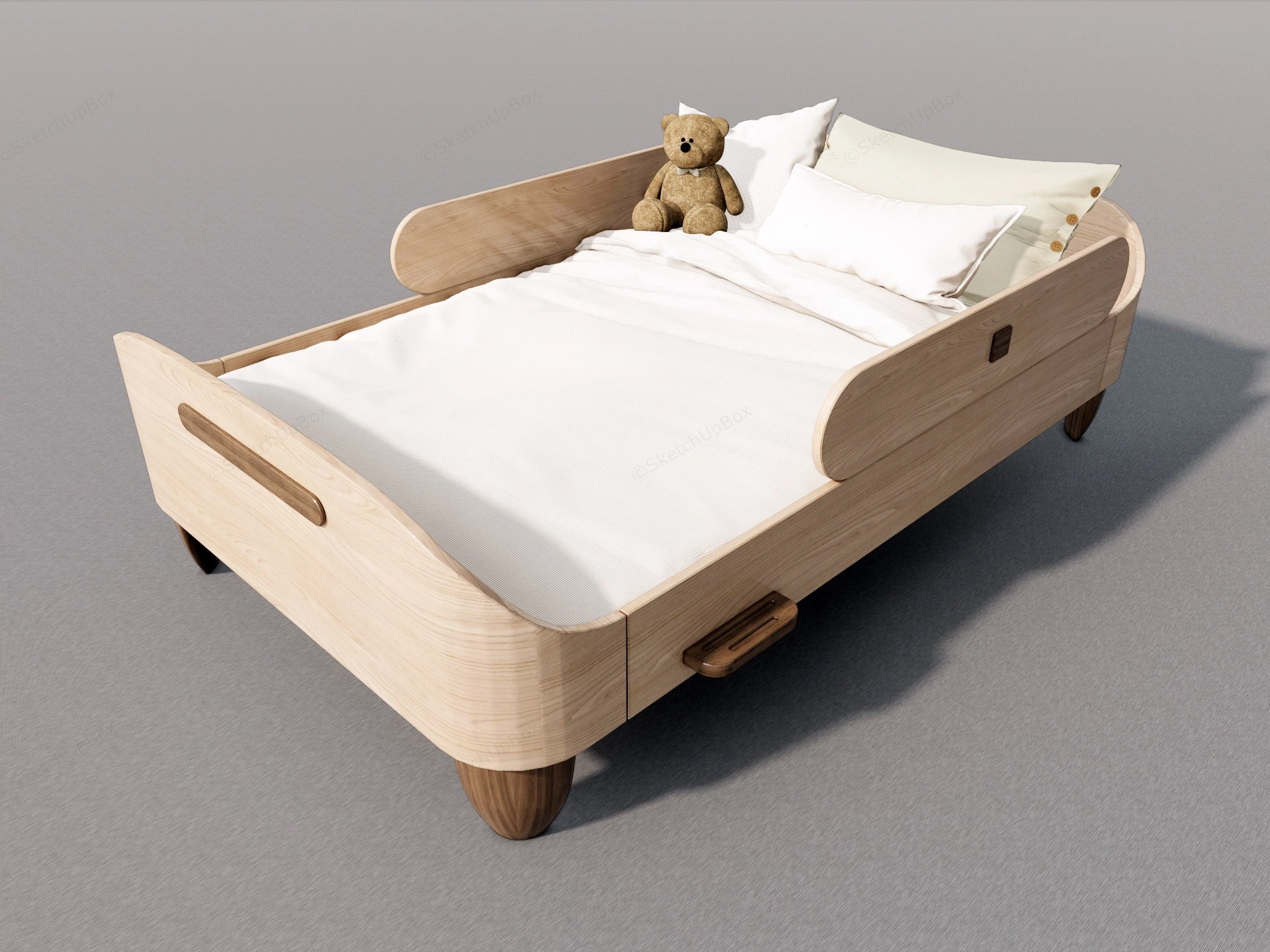 Solid Wood Toddler Bed sketchup model preview - SketchupBox