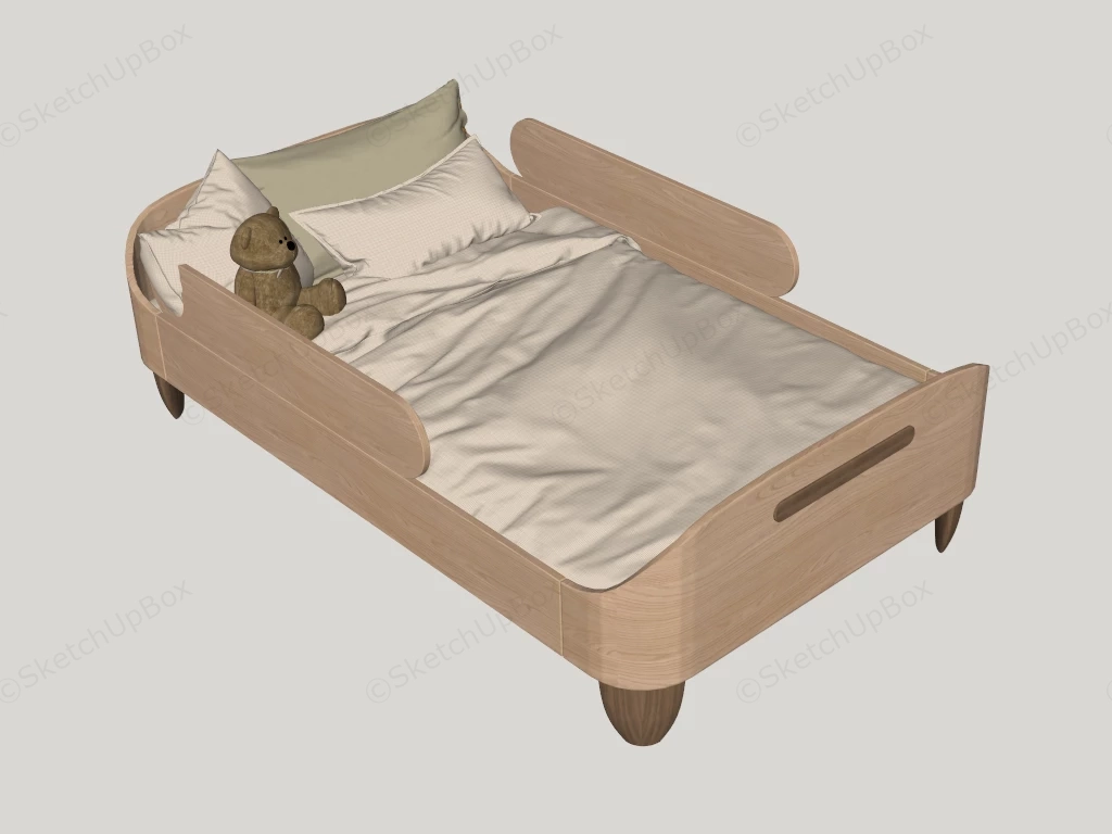 Solid Wood Toddler Bed sketchup model preview - SketchupBox