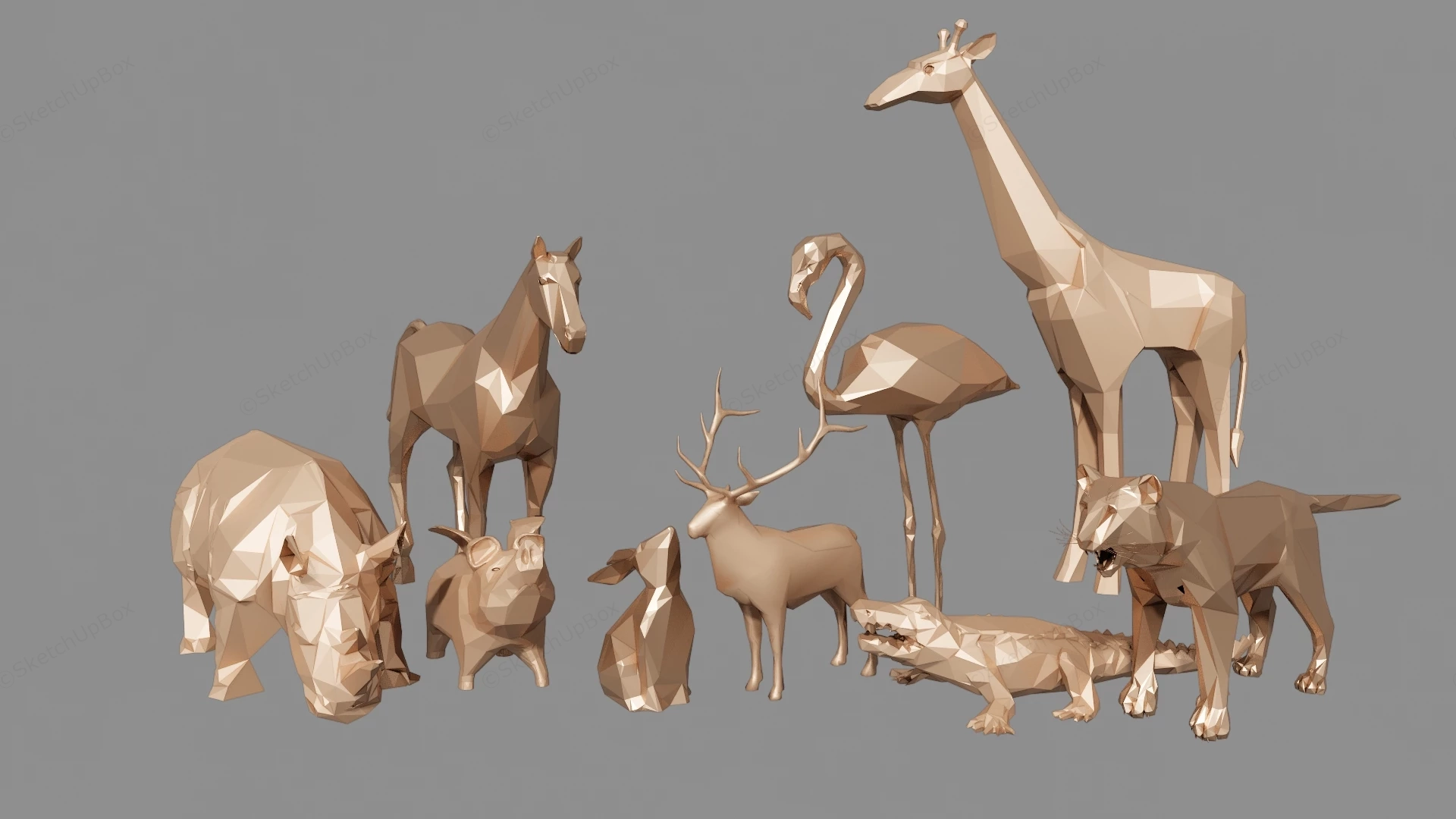 Home Interior Animal Figurines sketchup model preview - SketchupBox