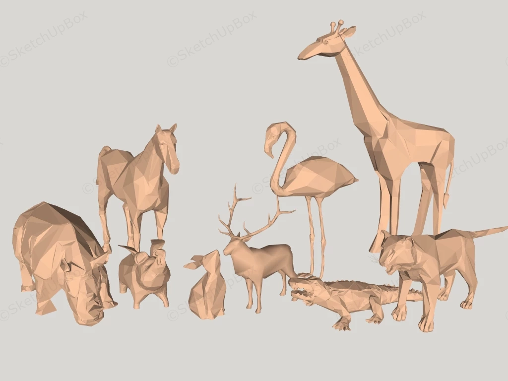 Home Interior Animal Figurines sketchup model preview - SketchupBox
