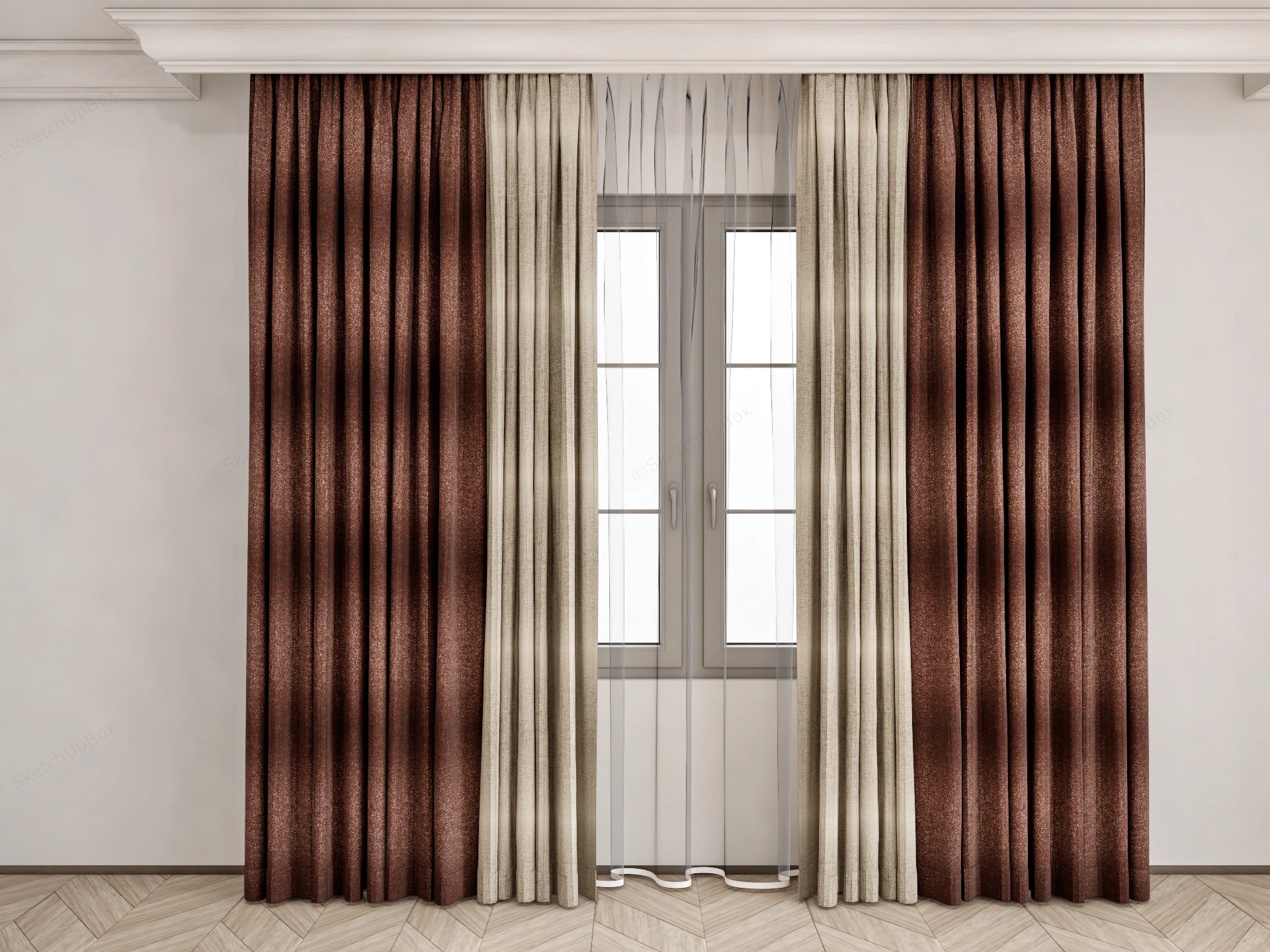 Window Curtains And Drapes Ideas sketchup model preview - SketchupBox