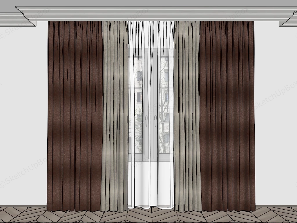 Window Curtains And Drapes Ideas sketchup model preview - SketchupBox