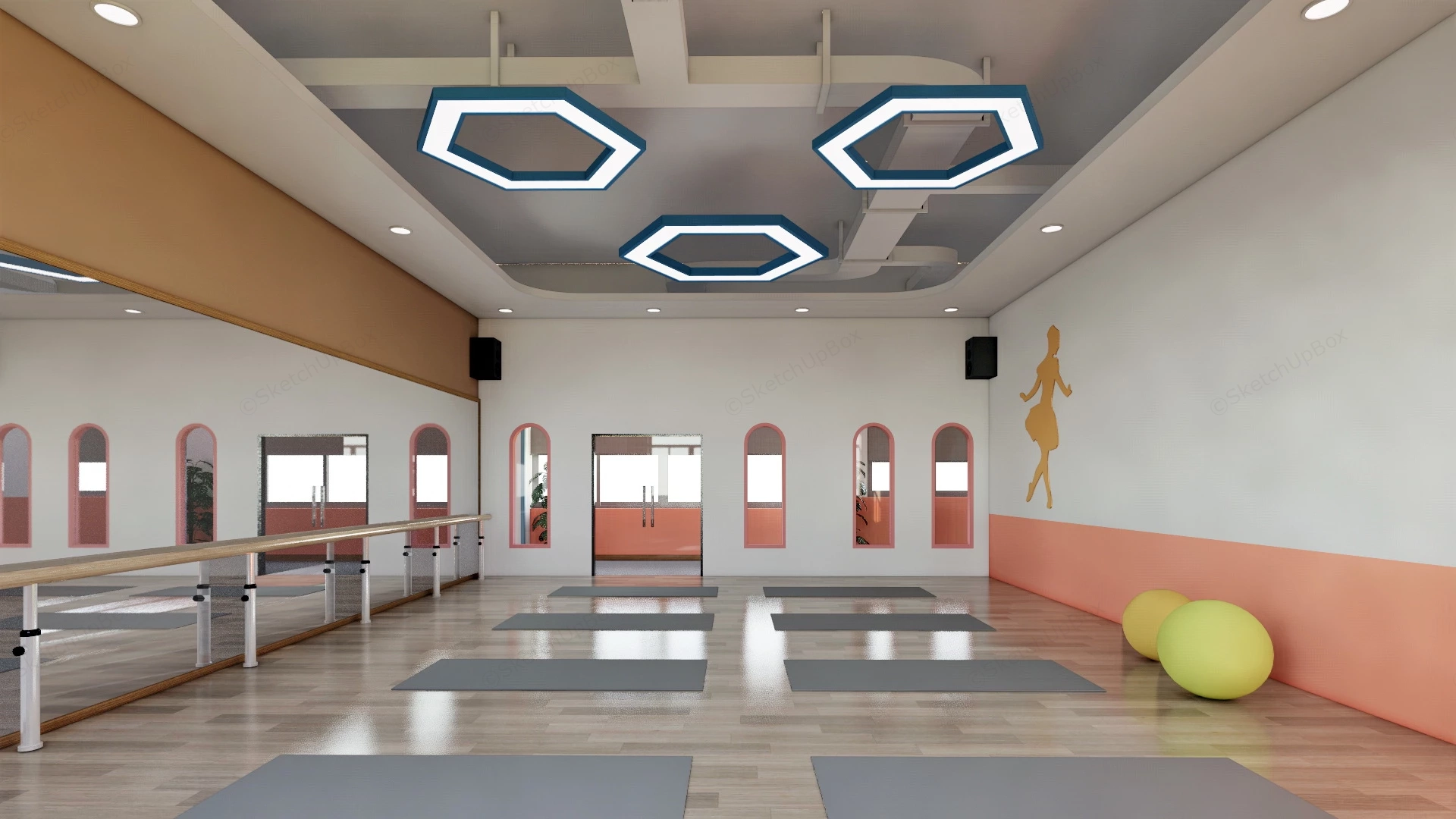 Dance Studio Room sketchup model preview - SketchupBox
