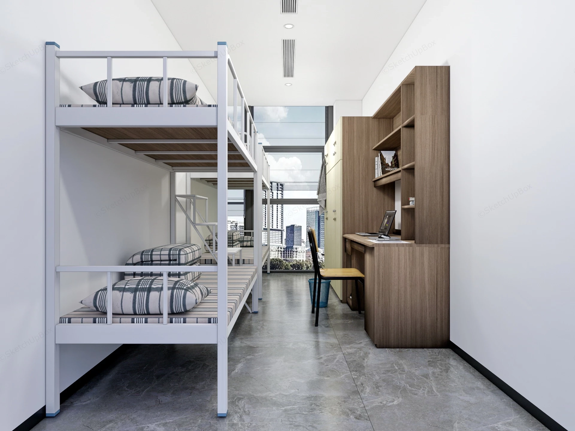 Hostel Room Design sketchup model preview - SketchupBox