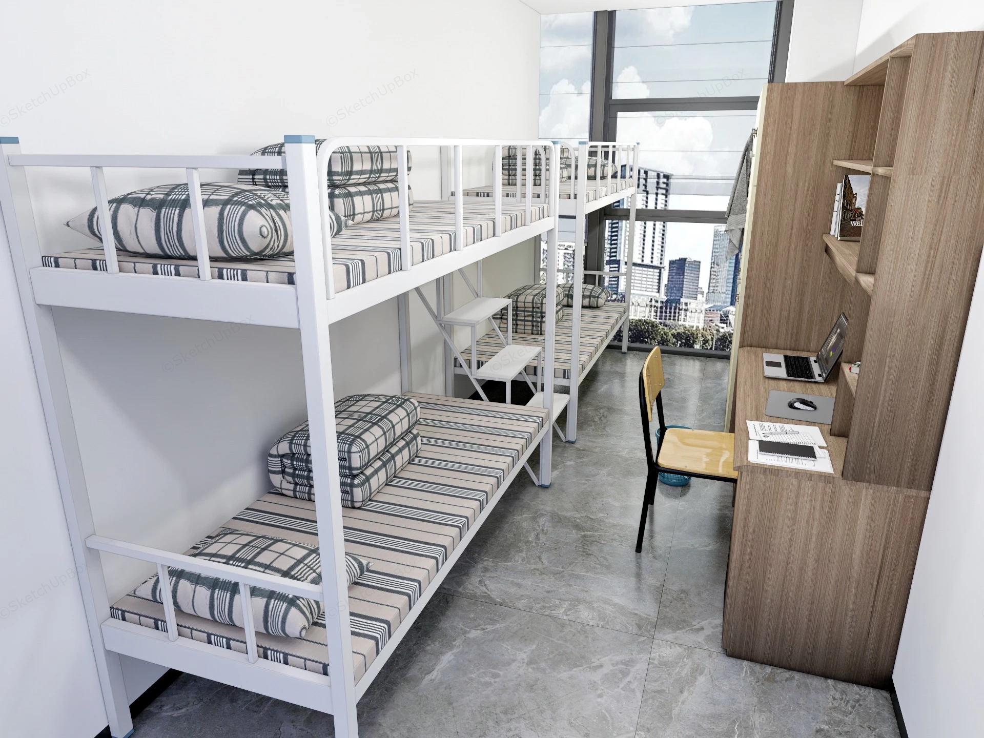 Hostel Room Design sketchup model preview - SketchupBox