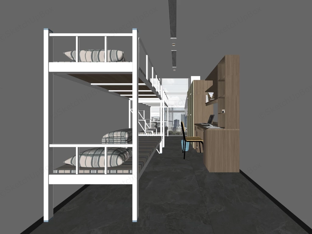 Hostel Room Design sketchup model preview - SketchupBox